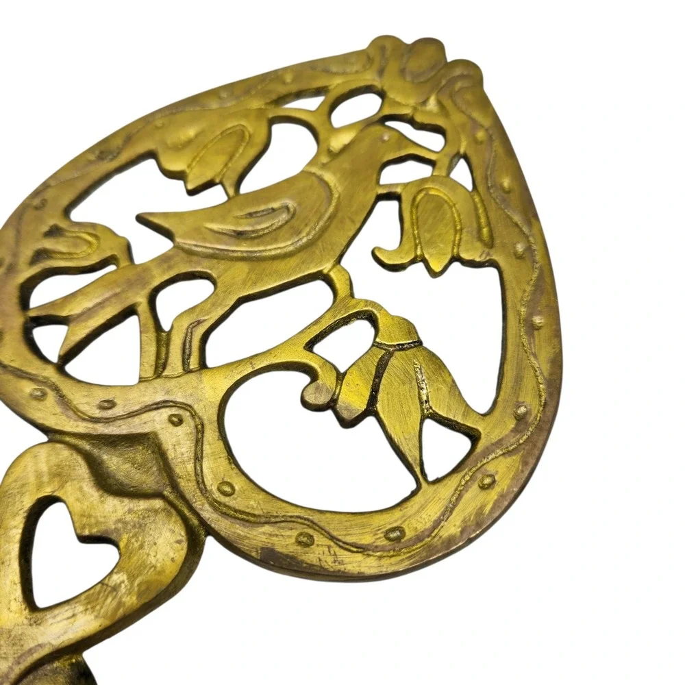 Vintage Brass Trivets Set of 2 Gold Tone Bird Eagle Japan MCM